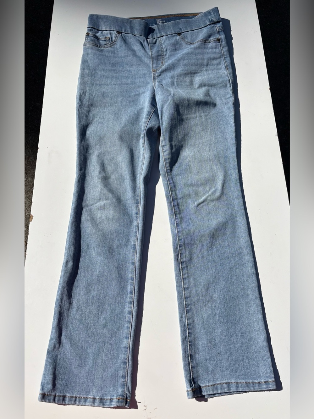 Kim Rogers Tummy Control Jeans Women 8P Pull On Stretch Light Blue